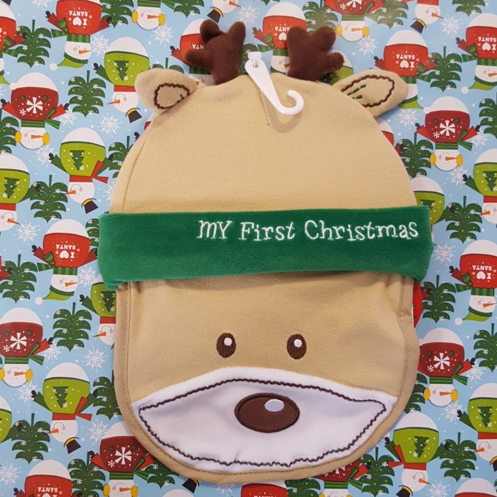 Reindeer Baby's First Christmas Hat and Bib